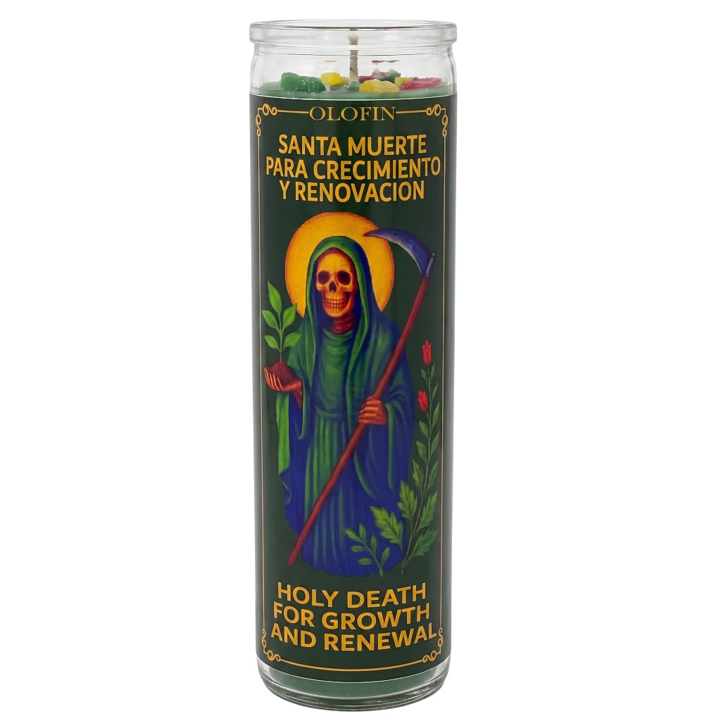 Santa Muerte Para Crecimenta Y Renovacion Prepared Ritual Candle Perfumed Vela Preparada