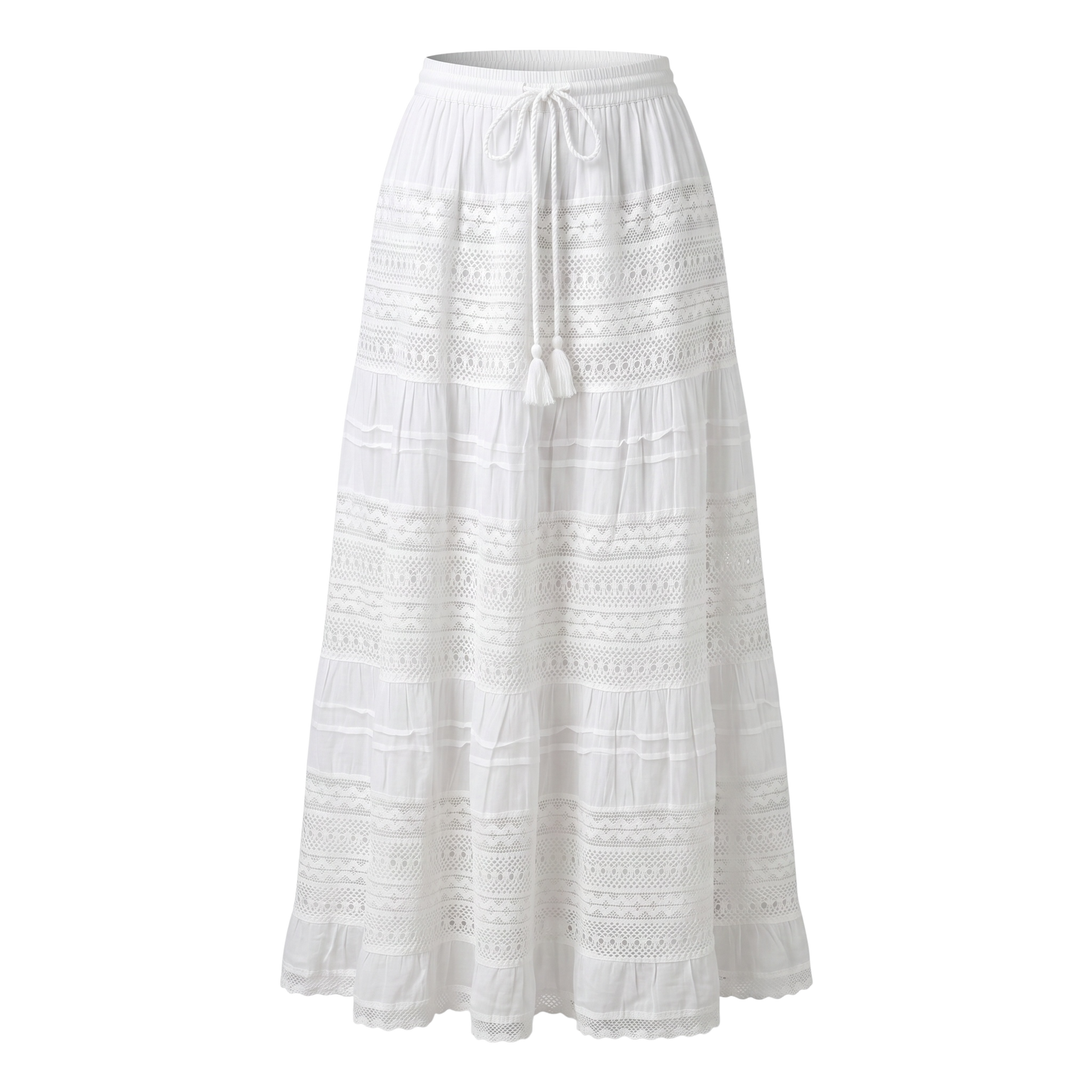 Faldas White Skirt White Lace Santería Skirt – Traditional Religious Maxi Falda for Spiritual Ceremonies