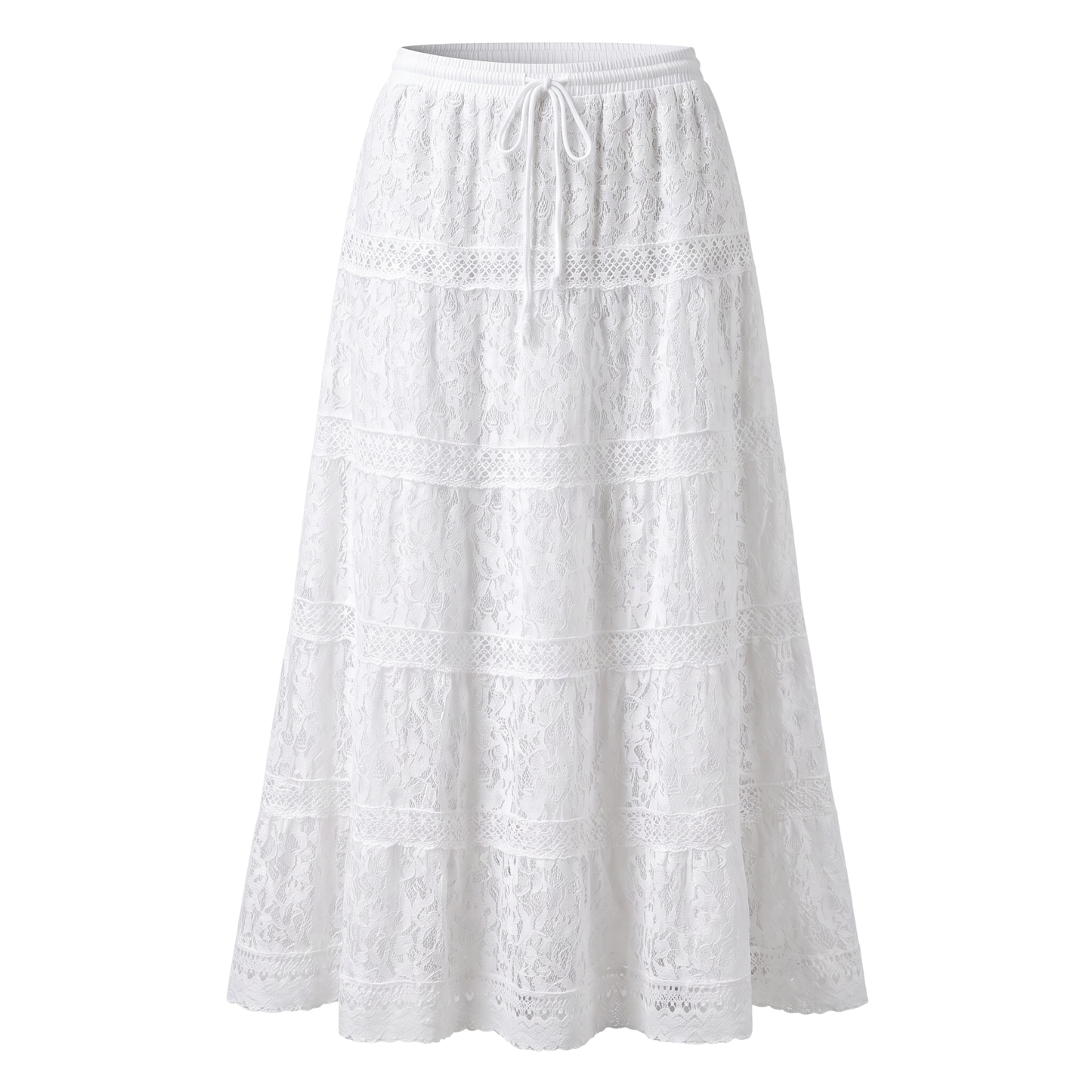 Faldas White Skirt White Lace Santería Skirt – Traditional Religious Maxi Falda for Spiritual Ceremonies