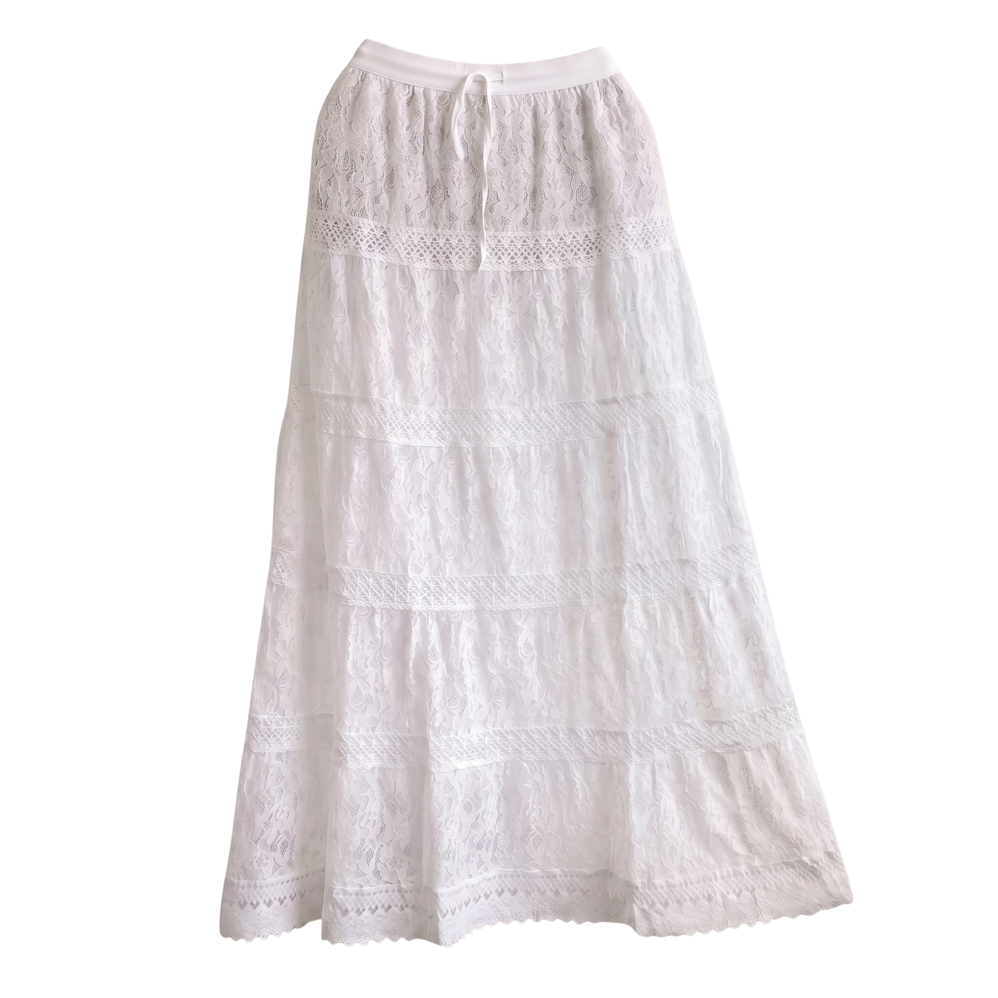 Faldas White Skirt White Lace Santería Skirt – Traditional Religious Maxi Falda for Spiritual Ceremonies
