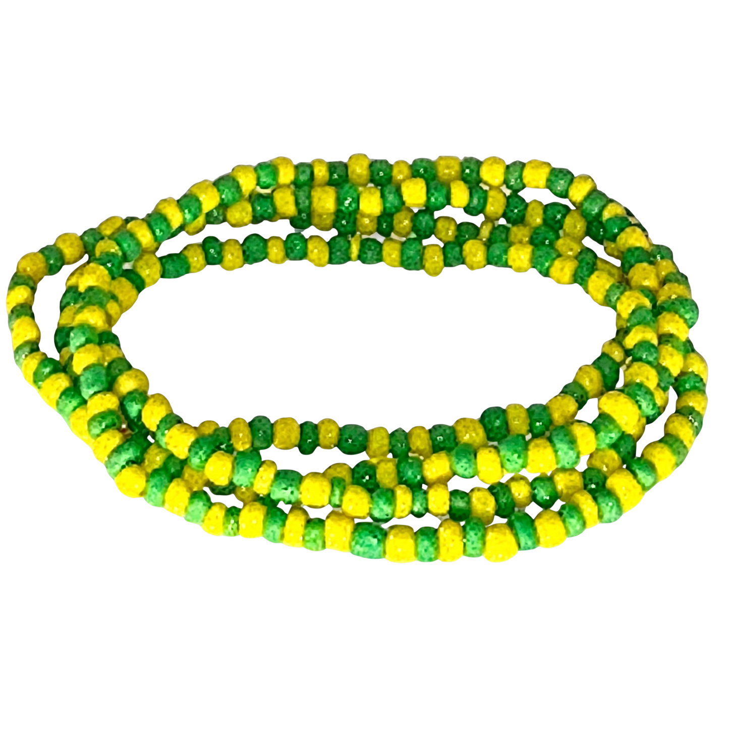 Orula Eleke Necklace – Green & Yellow Collares de Santo | Traditional Santería & Ifá Beaded Necklace 12 ct sold by dozens