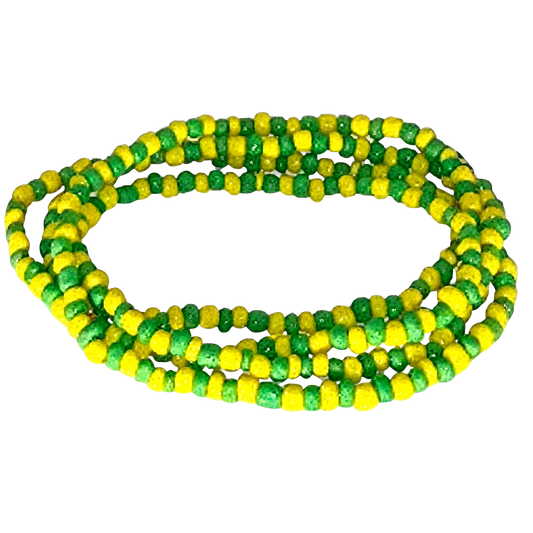 Orula Eleke Necklace – Green & Yellow Collares de Santo | Traditional Santería & Ifá Beaded Necklace 12 ct sold by dozens