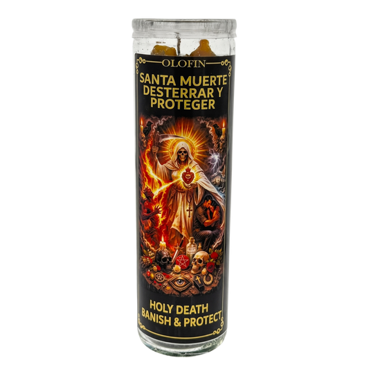 Santa Muerte Desterrar Y Protege (Holy Banish & Protect) Prepared Ritual Candle Perfumed Vela Preparada