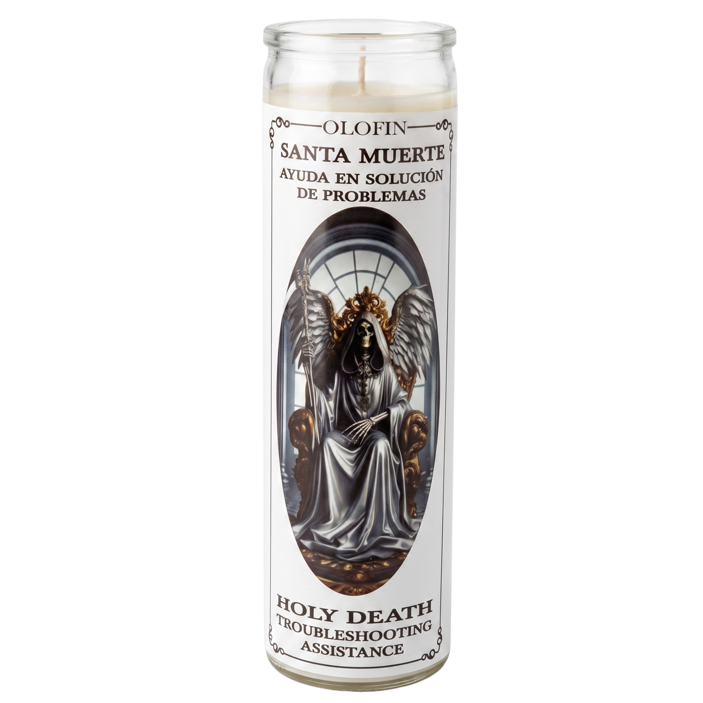 Santa Muerte Blanca (Holy Death White Label) Prepared Ritual Candle Perfumed Vela Preparada