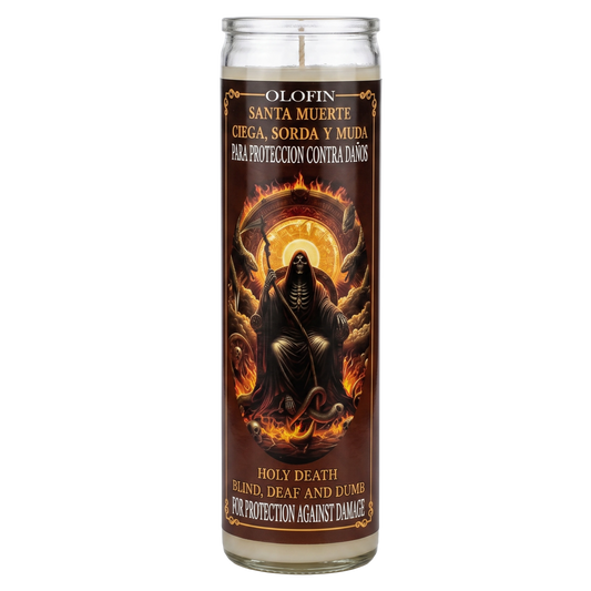 Santa Muerte Ciego,Sorda Y Muda (Holy Death Blind,Deaf & Dumb) Prepared Ritual Candle Perfumed Vela Preparada