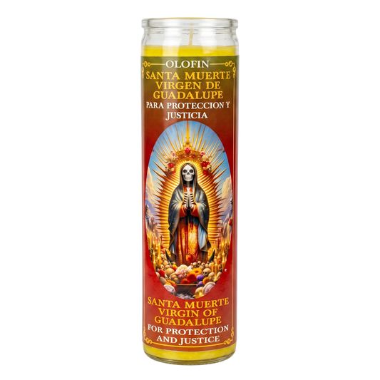Santa Muerte Virgen De Guadalupe (Holy Death Virgen Of Guadalupe) Prepared Ritual Candle Perfumed Vela Preparada