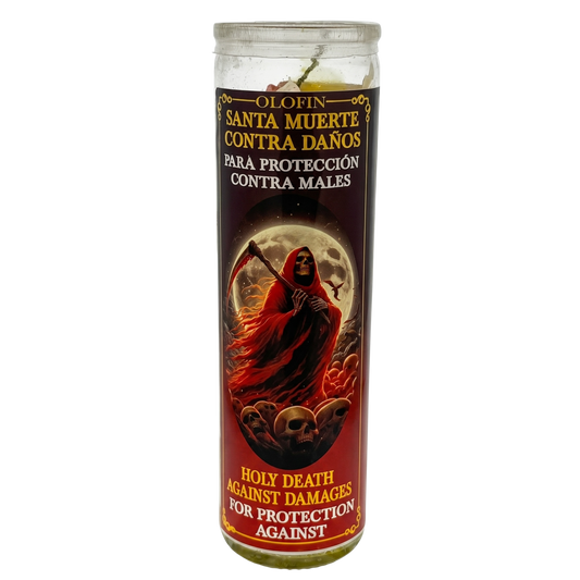 Santa Muerte Contra Danos (Holy Death Against Damages) Prepared Ritual Candle Perfumed Vela Preparada