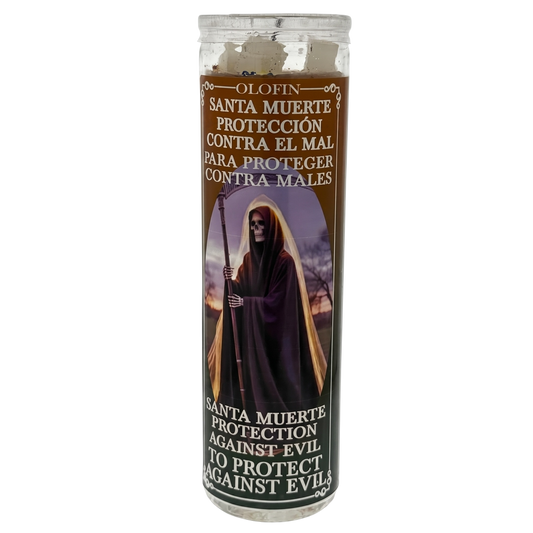 Santa Muerte Protección Contra El Mal (Holy Death Protection Against Evil) Prepared Ritual Candle Perfumed Vela Preparada