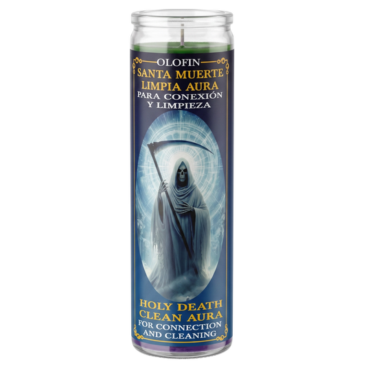 Santa Muerte Limpia Aura (Holy Death Clean Aura) Prepared Ritual Candle Perfumed Vela Preparada