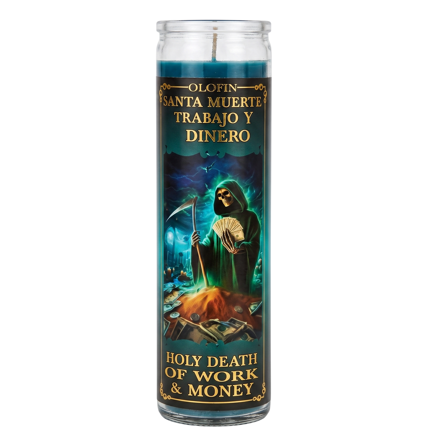 Santa Muerte Trabajo Y Dinero (Holy Death ) Prepared Ritual Candle Perfumed Vela Preparada