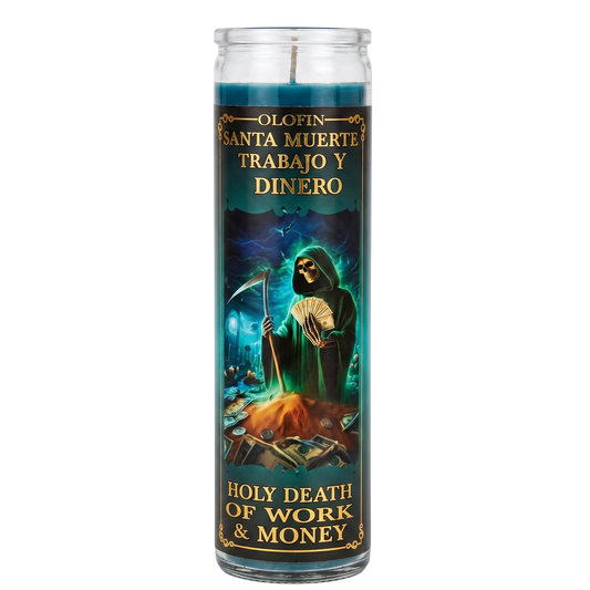 Santa Muerte Trabajo Y Dinero (Holy Death ) Prepared Ritual Candle Perfumed Vela Preparada