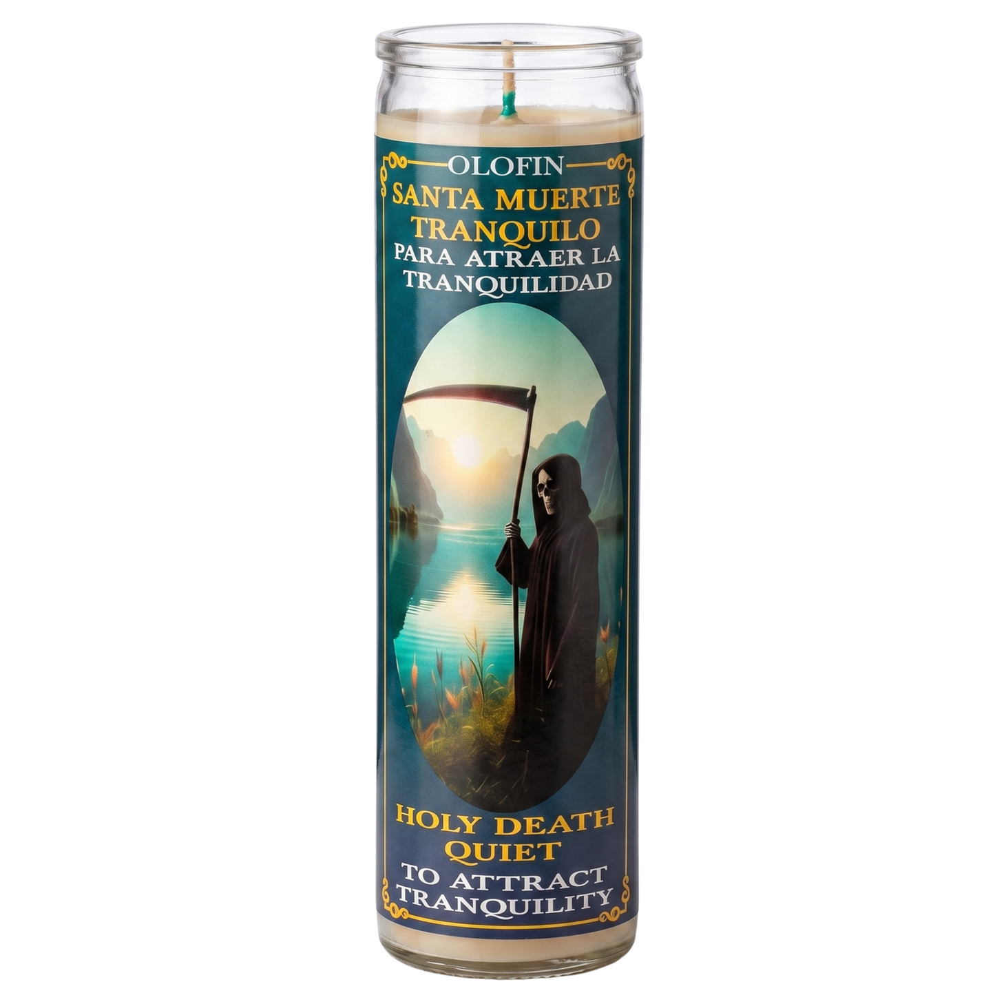 Santa Muerte Tranquilo (Holy Death Quiet) Prepared Ritual Candle Perfumed Vela Preparada