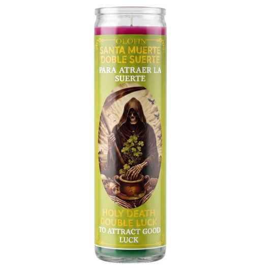 Santa Muerte Doble Suerte (Holy Death Double Luck) Prepared Ritual Candle Perfumed Vela Preparada