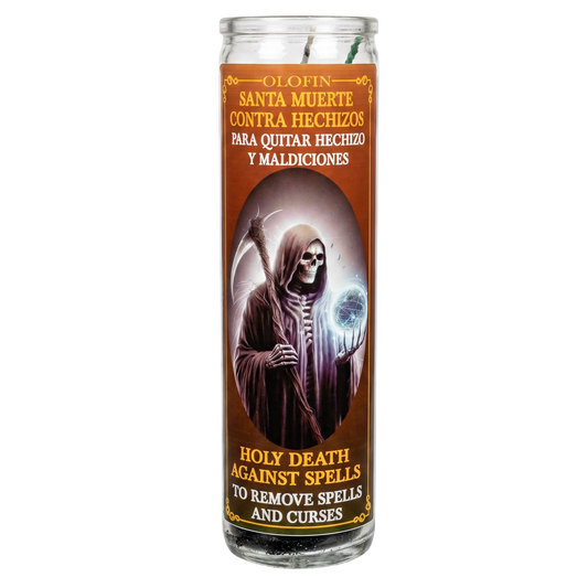 Santa Muerte Contra Hechizos (Holy Death Against Spell) Prepared Ritual Candle Perfumed Vela Preparada