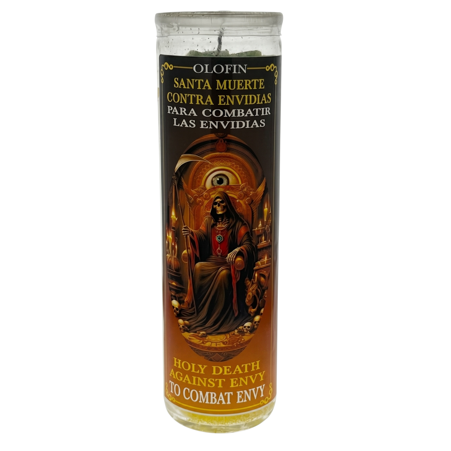 Santa Muerte Contra Envidias (Holy Death Against Envy) Prepared Ritual Candle Perfumed Vela Preparada