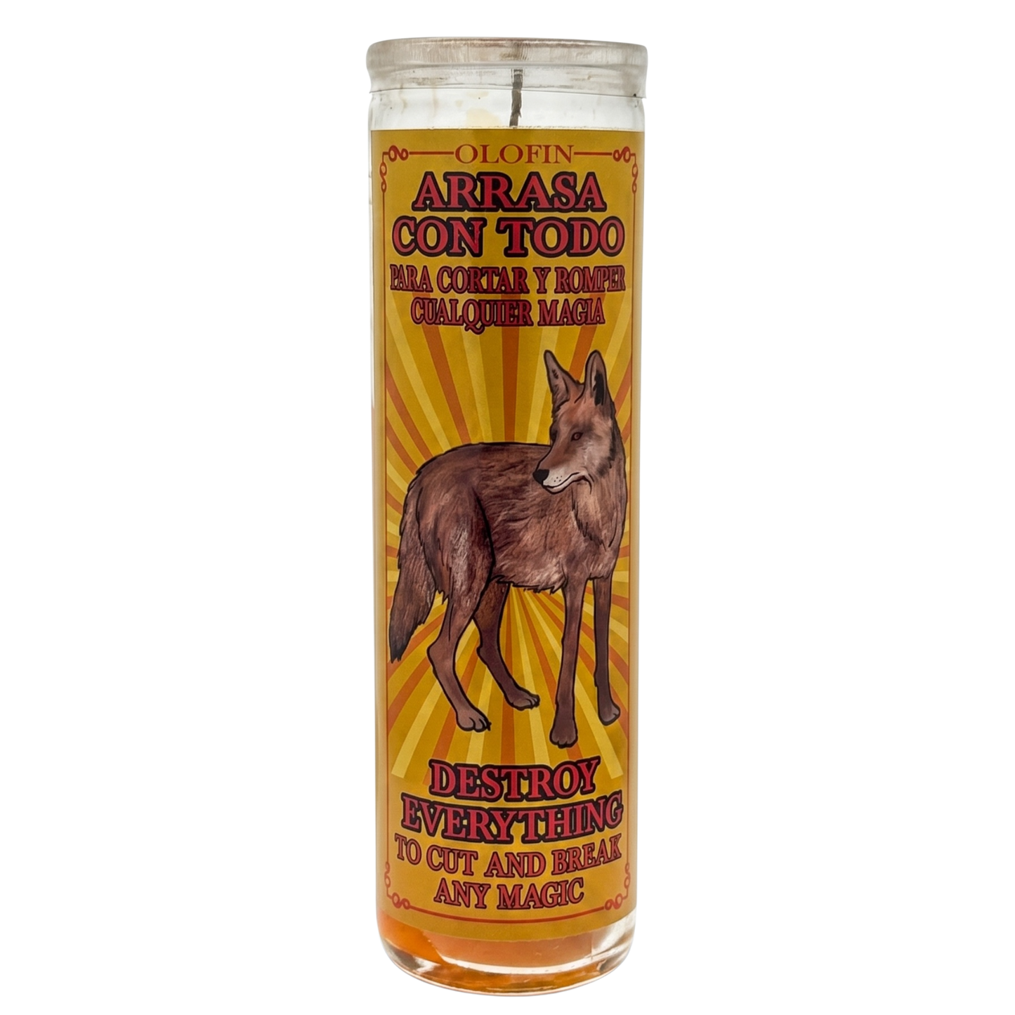 Arrasa Con Todo (Coyote)(Destroy Everything) Prepared Ritual Candle Perfumed Vela Preparada
