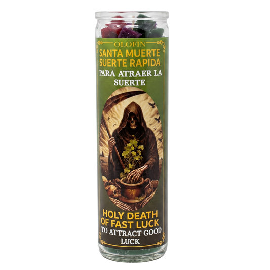 Santa Muerte Suerte Rápida (Holy Death Of Fast Luck) Prepared Ritual Candle Perfumed Vela Preparada
