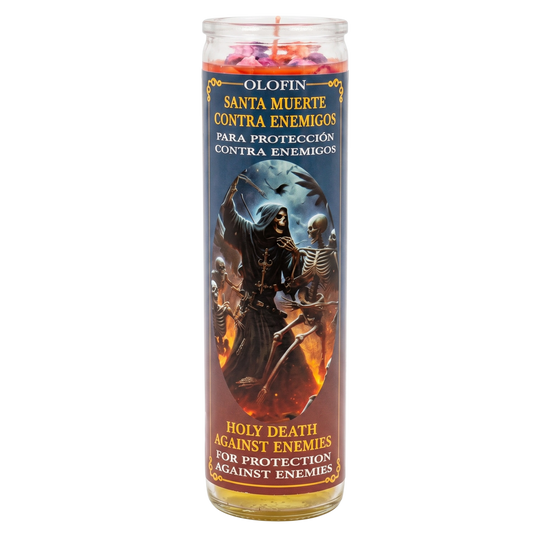 Santa Muerte Contra Enemigos (Holy Death Against Enemies) Prepared Ritual Candle Perfumed Vela Preparada