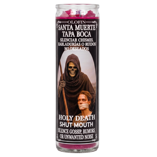 Santa Muerte Tapa Boca (Holy Death Shut Mouth) Prepared Ritual Candle Perfumed Vela Preparada