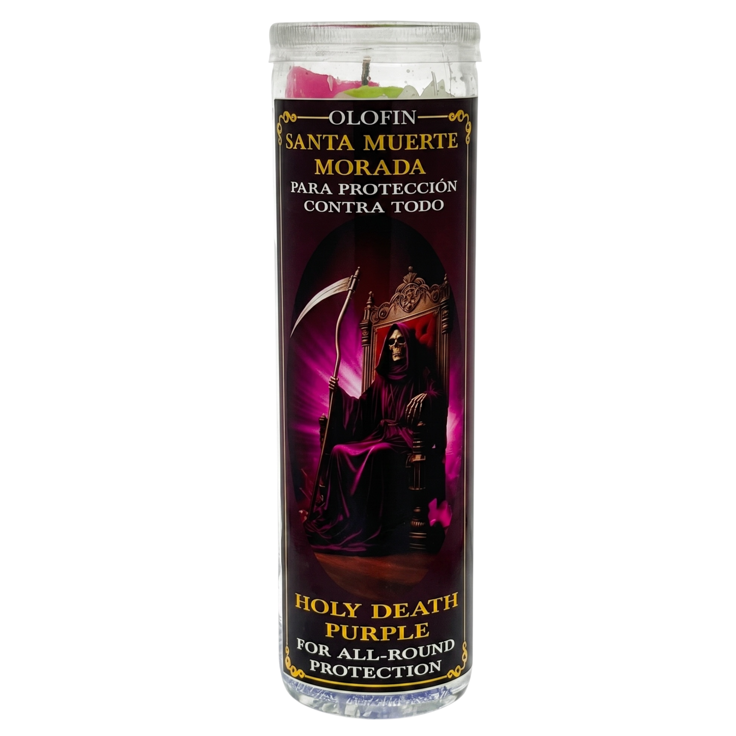 Santa Muerte Morado (Holy Death Purple) Prepared Ritual Candle Perfumed Vela Preparada