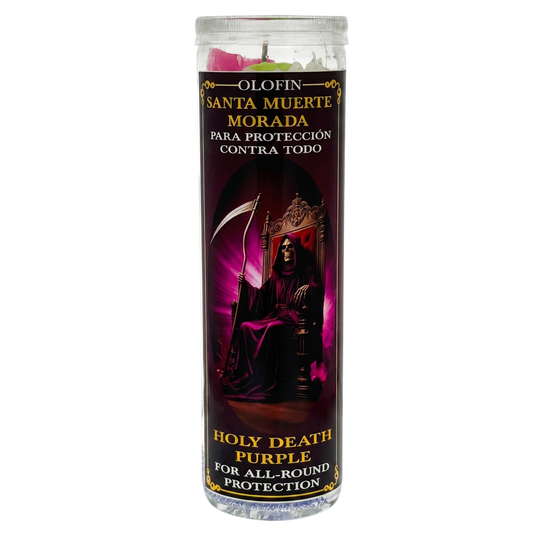 Santa Muerte Morado (Holy Death Purple) Prepared Ritual Candle Perfumed Vela Preparada