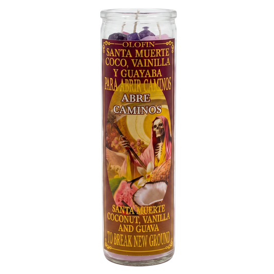 Santa Muerte Coco Vainilla Y Guayaba (Holy Death Coconut Vanilla & Guava ) Prepared Ritual Candle Perfumed Vela Preparada