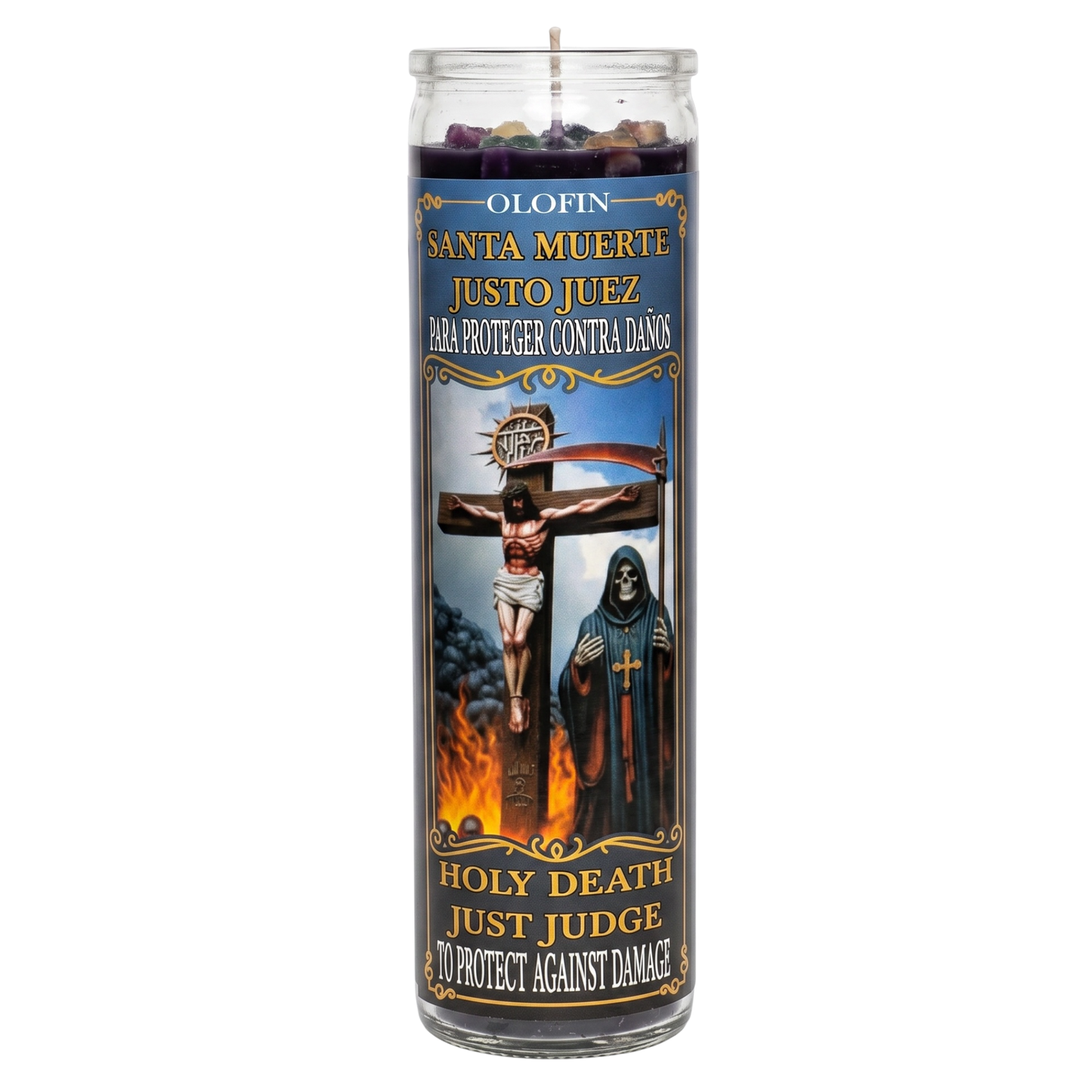 Santa Muerte Justo Juez (Holy Death Just Judge) Prepared Ritual Candle Perfumed Vela Preparada