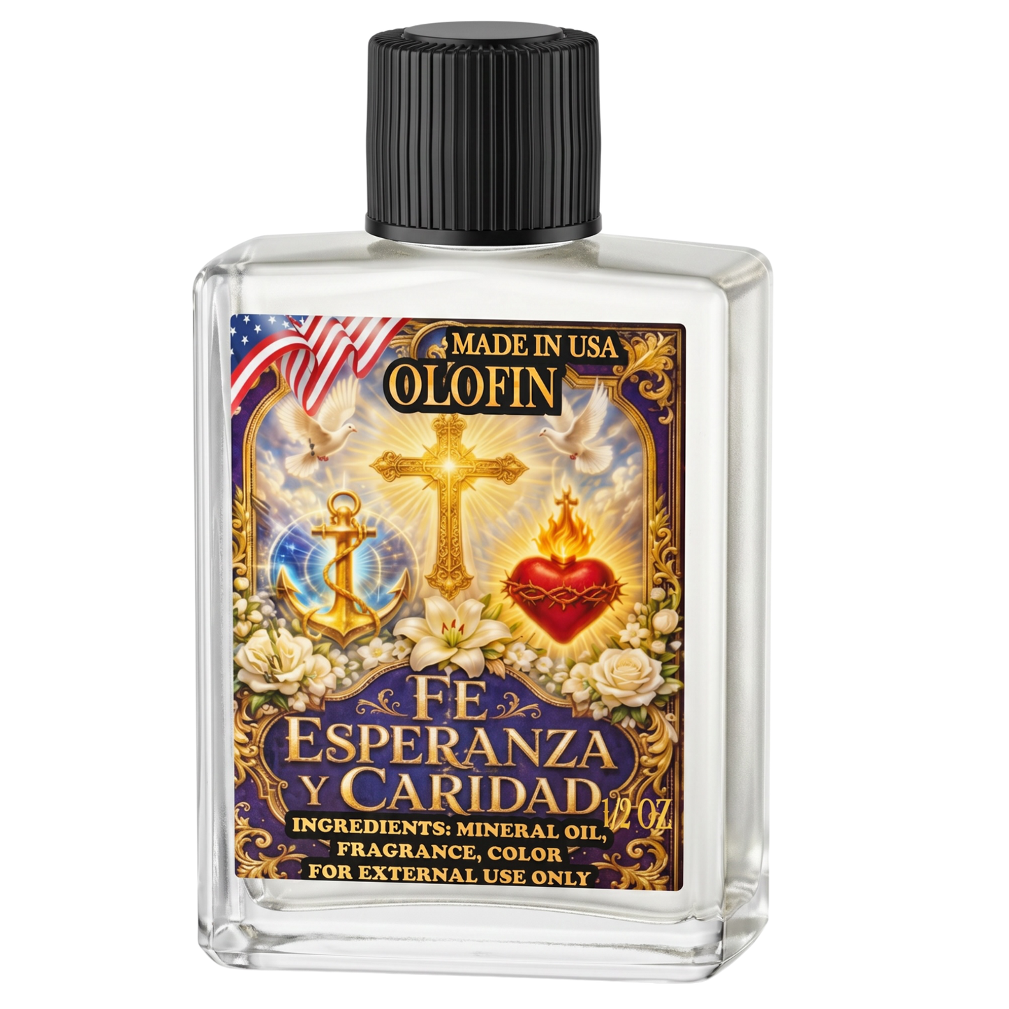 Fe Esperanza Y Caridad Aceite Esoteric Fragrance Oil 1/2oz-1oz Square Bottle
