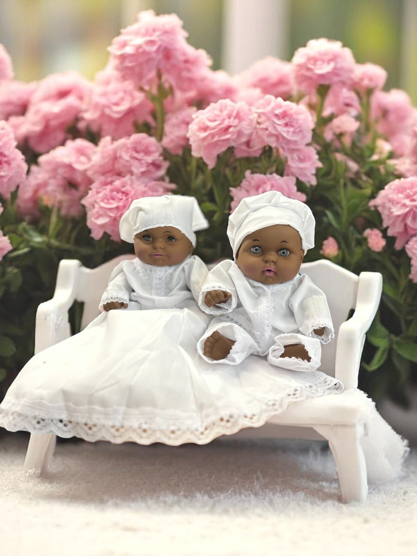 Pareja de ibeyis ibellis jimagua jimaguas Blancos Yoruba Ifa Santeria