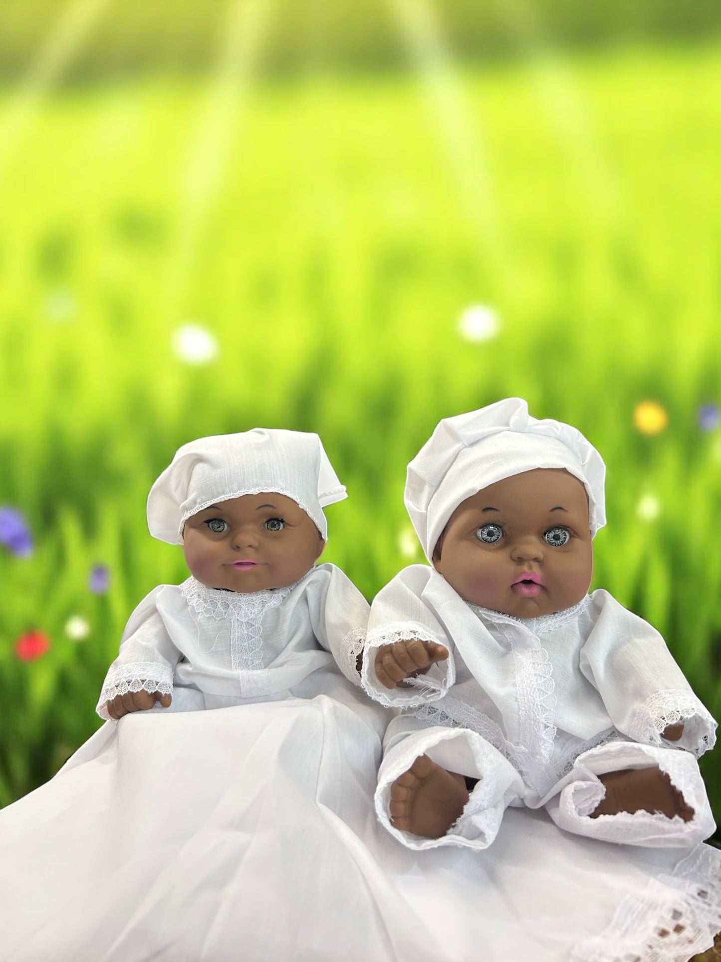 Pareja de ibeyis ibellis jimagua jimaguas Blancos Yoruba Ifa Santeria