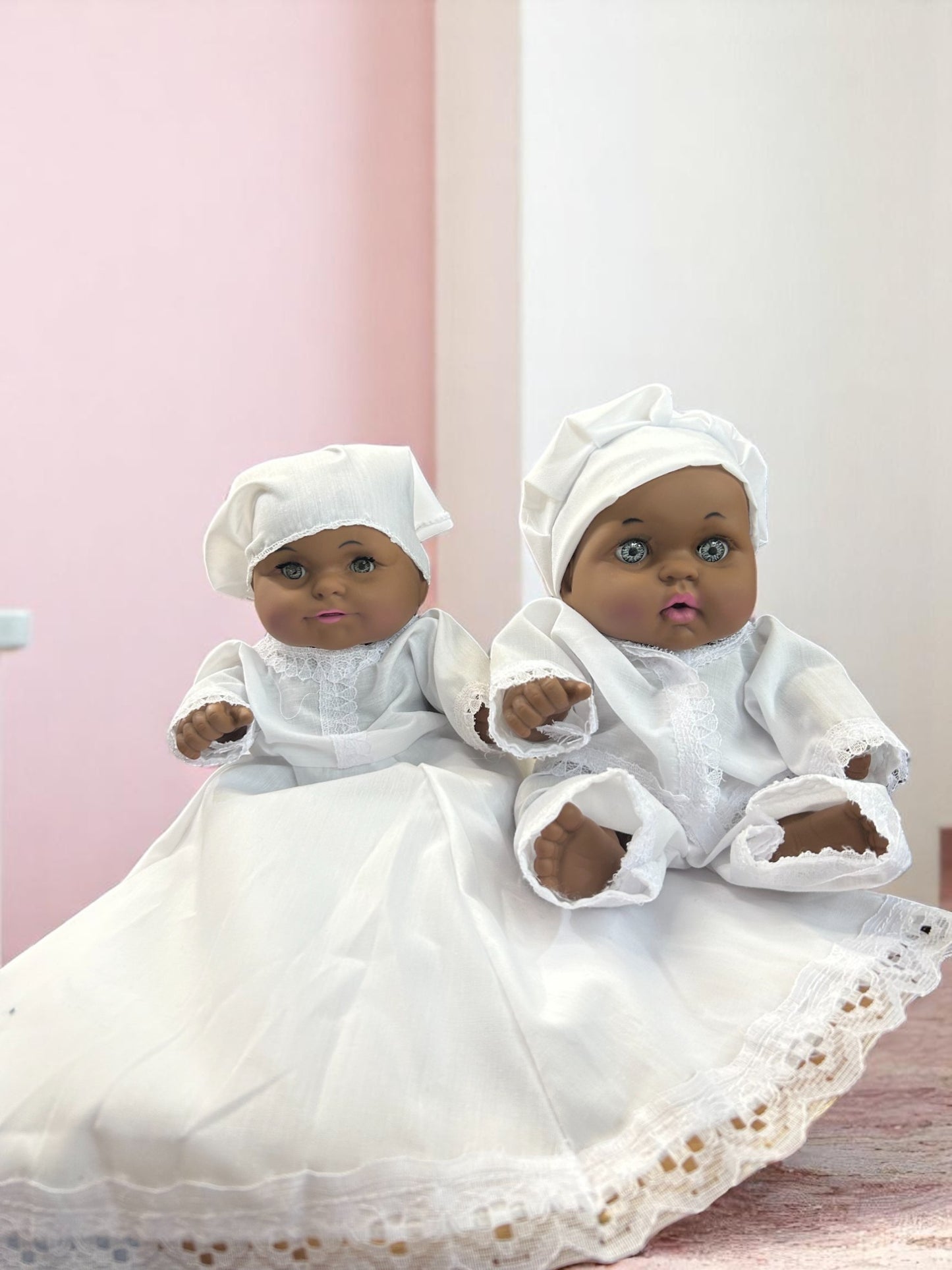 Pareja de ibeyis ibellis jimagua jimaguas Blancos Yoruba Ifa Santeria