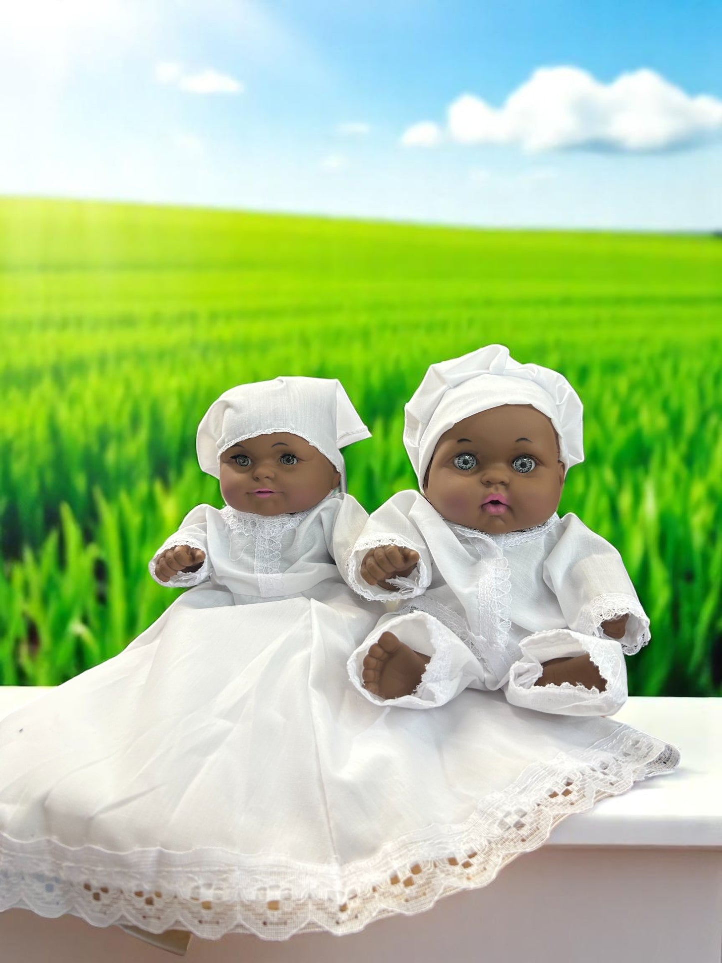 Pareja de ibeyis ibellis jimagua jimaguas Blancos Yoruba Ifa Santeria