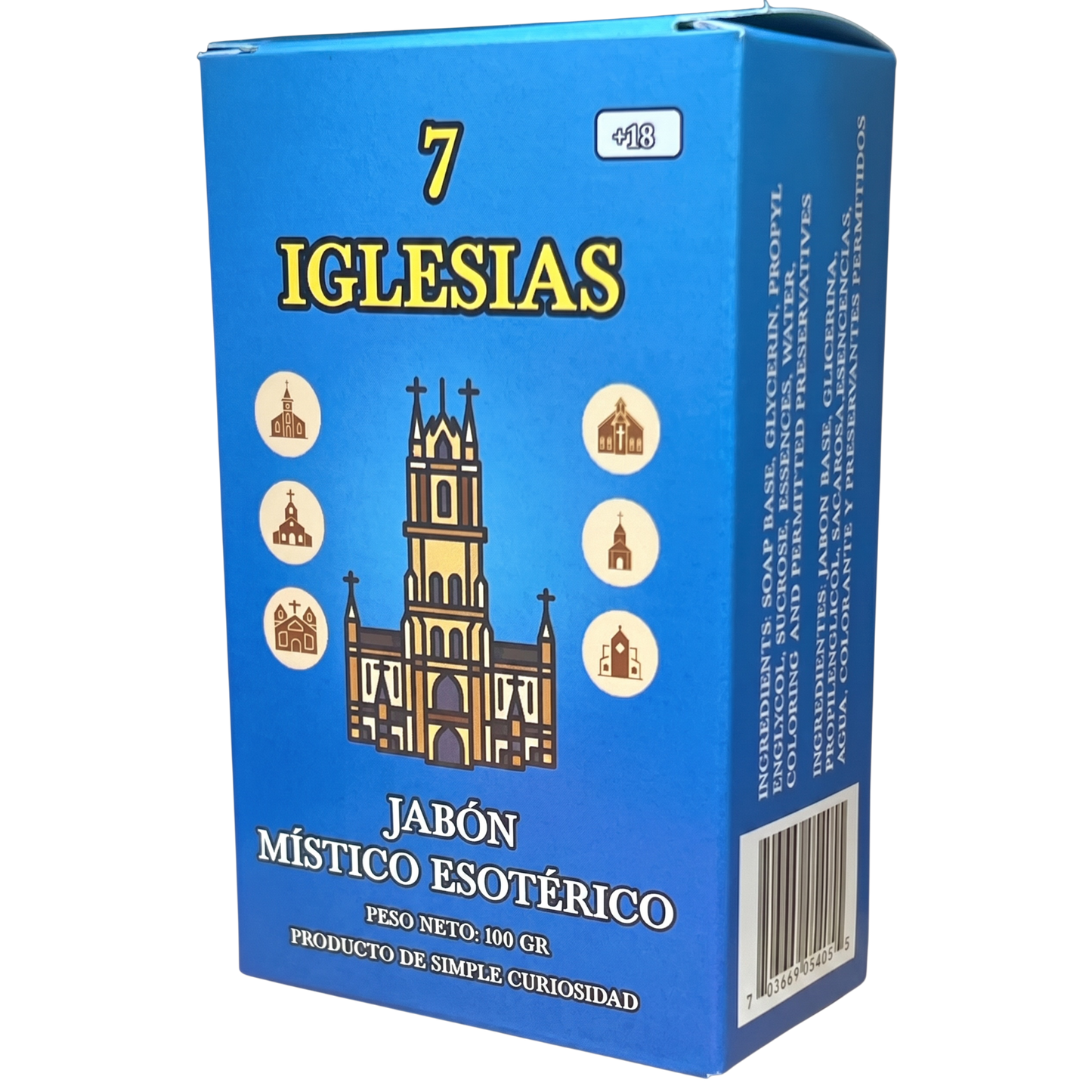 7 Iglesias Esoteric Soap – Perfumed Mystical Soap Bar, 100 g (Jabón Esotérico Perfumado con Fermonas