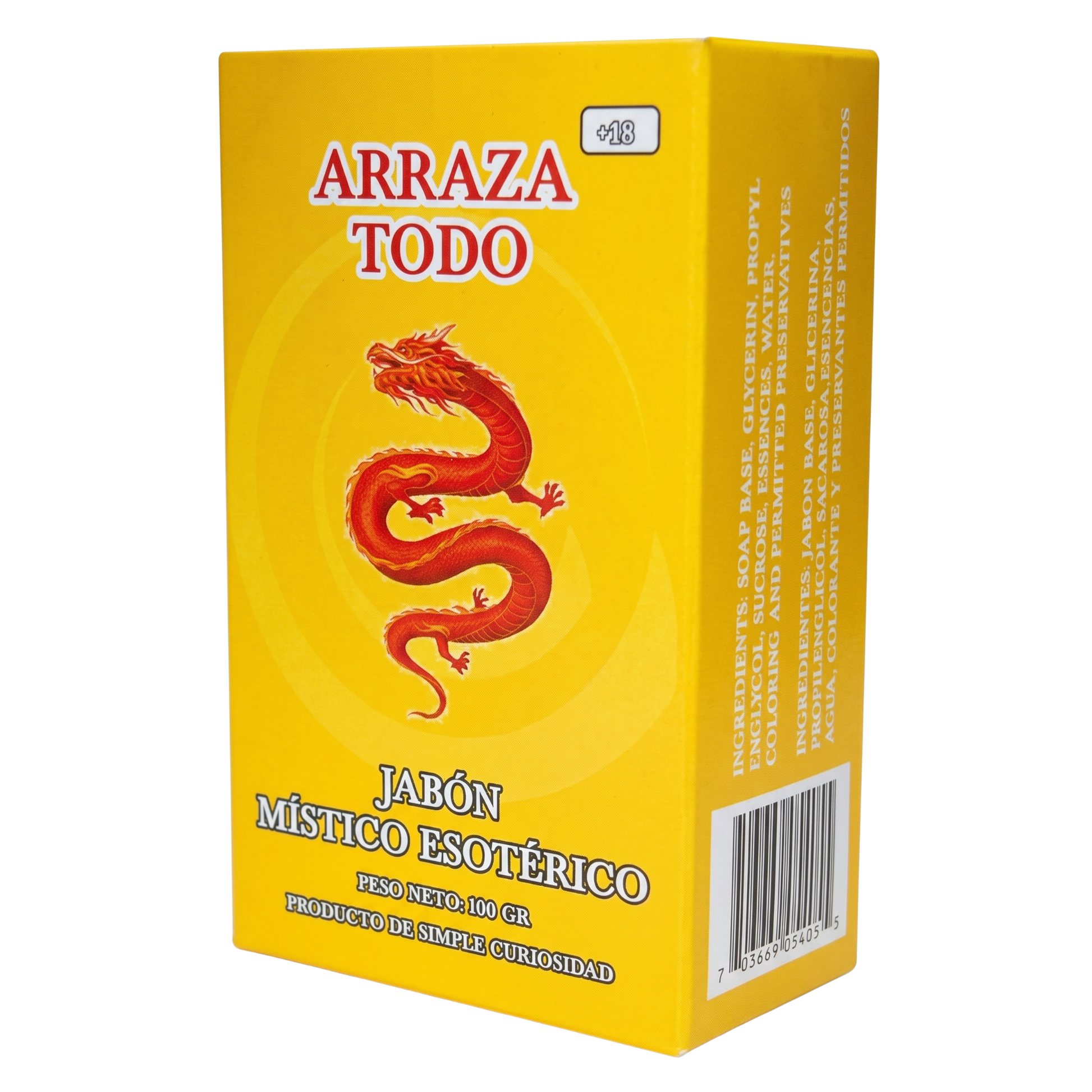 Yellow box with a red dragon illustration and text on a white background