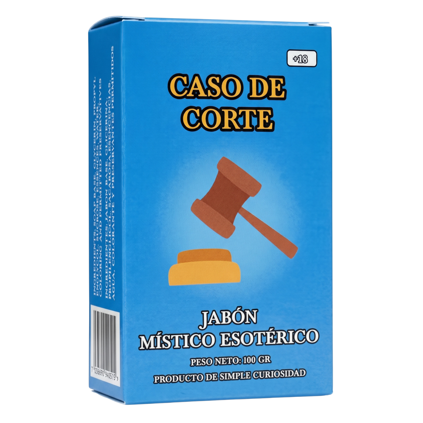 Blue box with a gavel illustration and text on a white background
