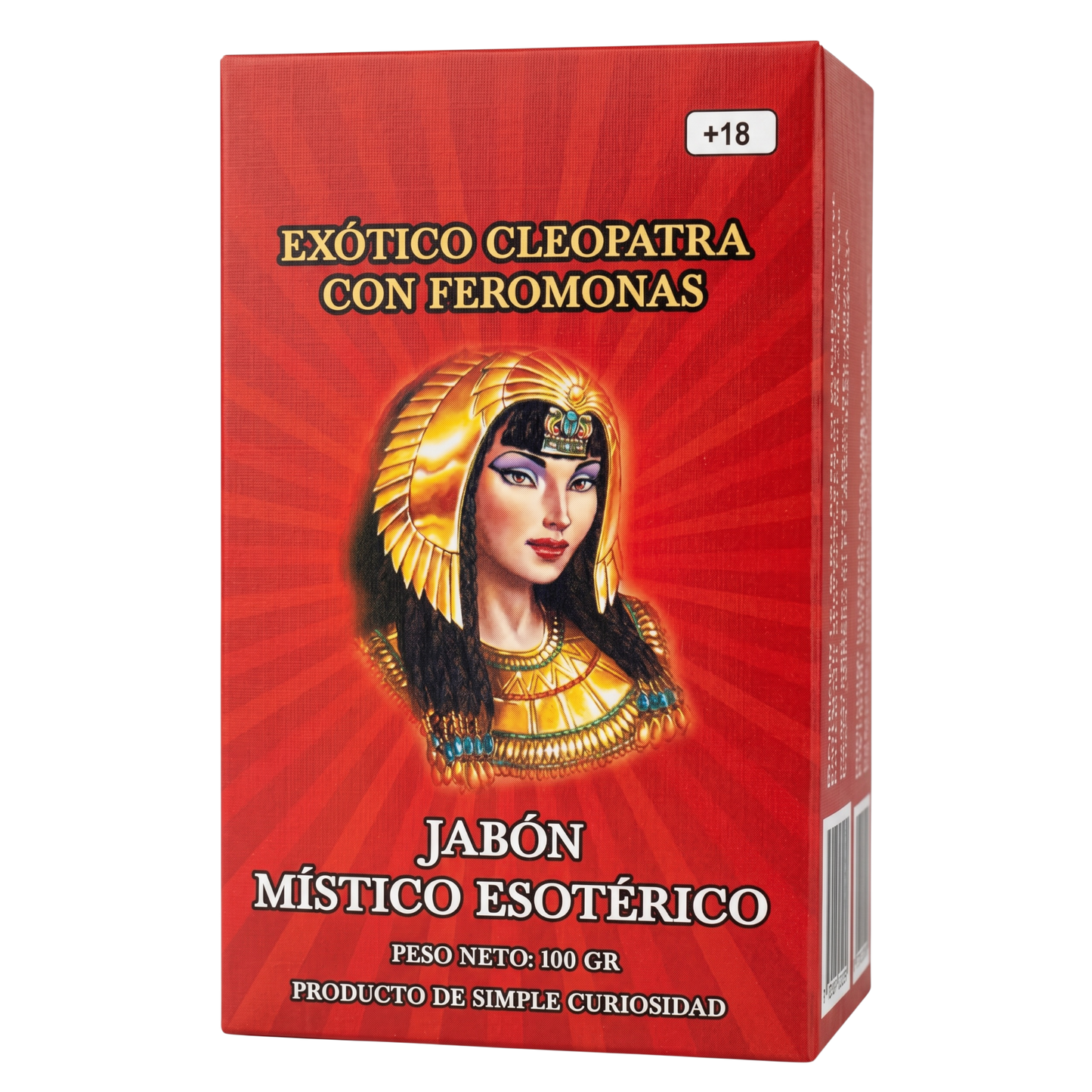 Red box with an image of a woman in an Egyptian headdress and text on a white background