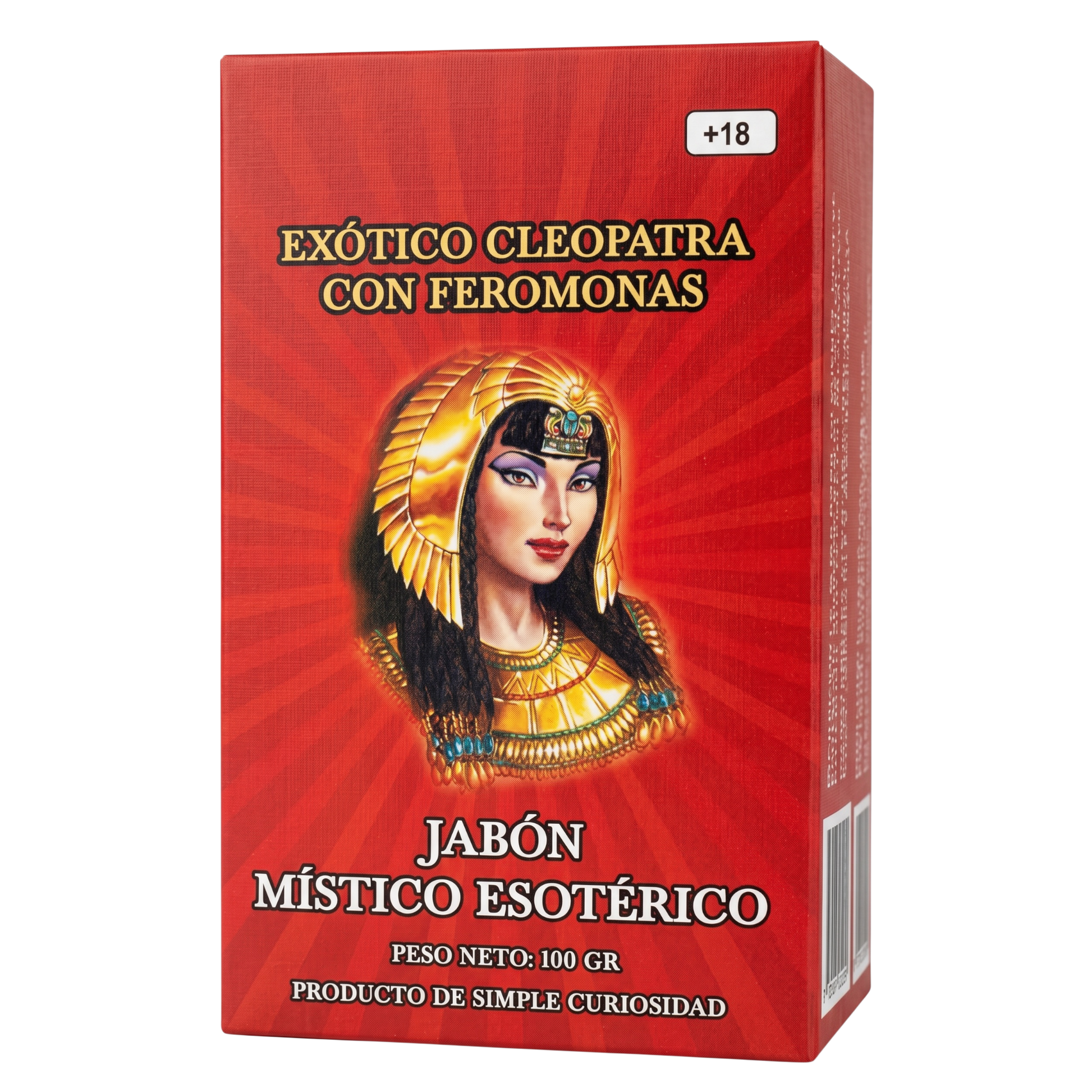 Red box with an image of a woman in an Egyptian headdress and text on a white background