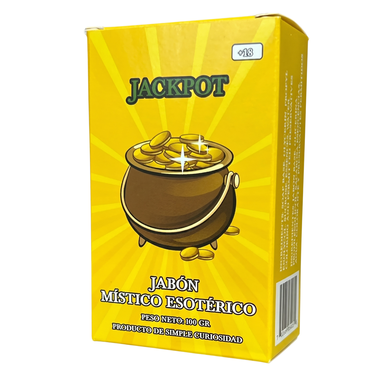 Yellow box with a pot of gold and 'Jackpot' branding on a white background