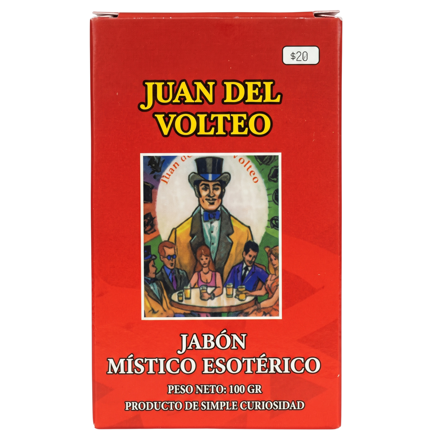 Red box of 'Juan del Volteo' with a colorful illustration on a white background