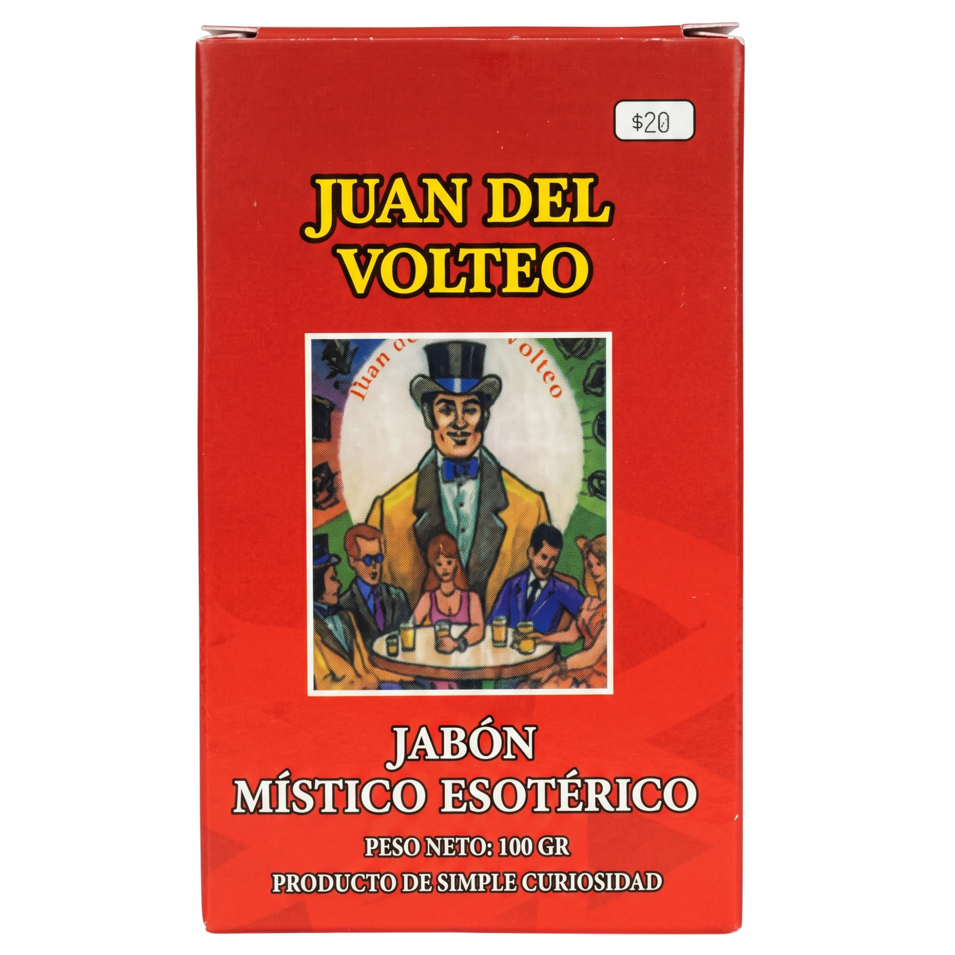 Red box of 'Juan del Volteo' with a colorful illustration on a white background