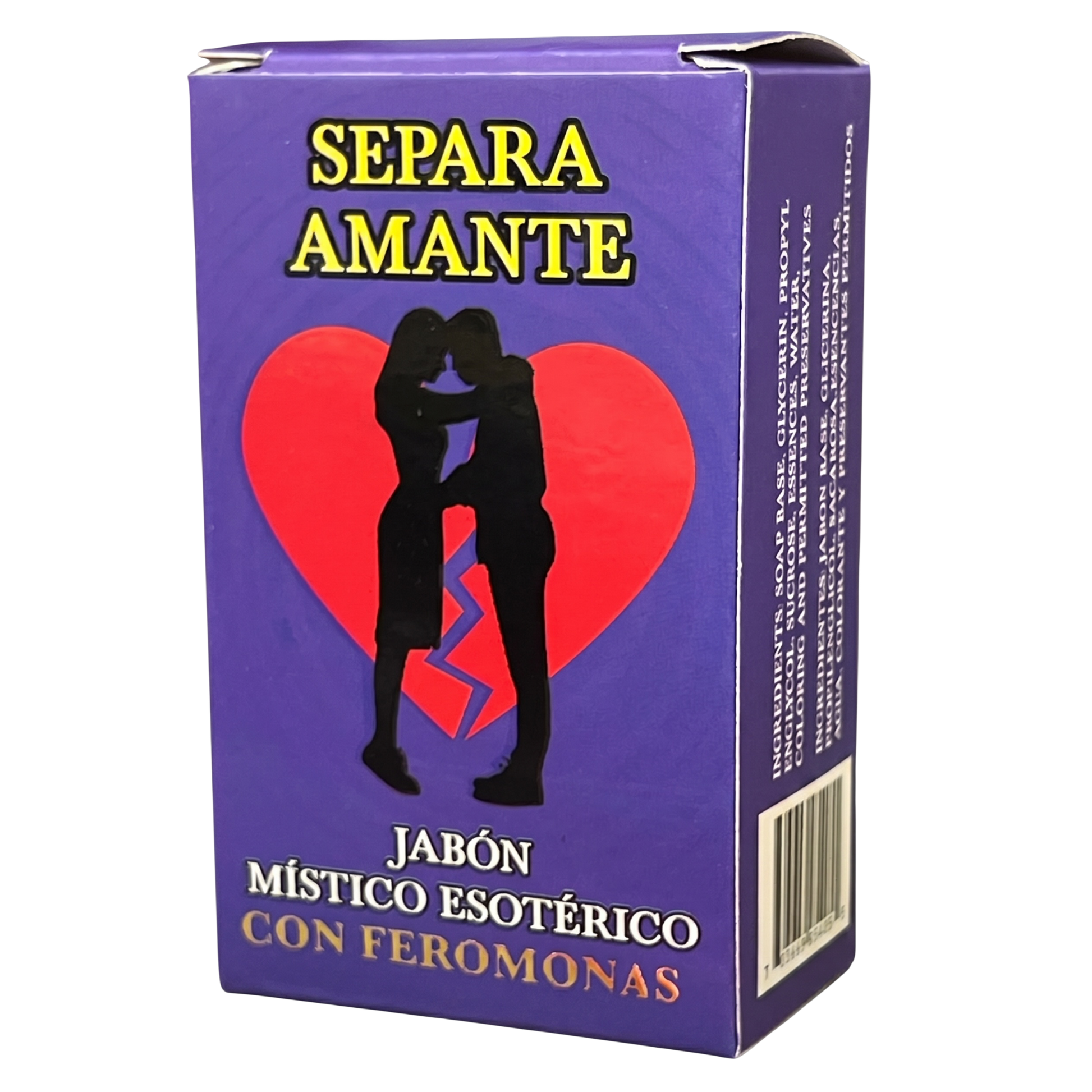 Purple box with a red heart and silhouette of a couple, labeled 'Separa Amante' on a white background.