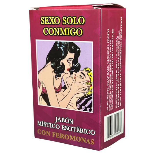 Soap packaging with a romantic illustration and text on a white background
