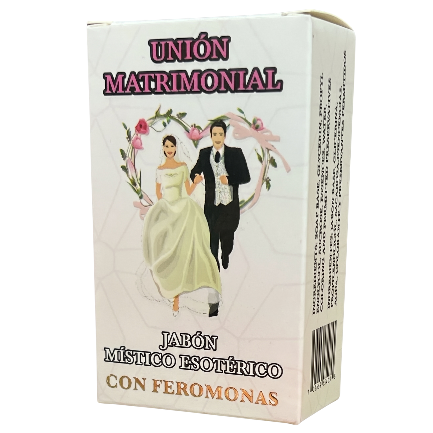 Box of 'Union Matrimonial' with a bride and groom illustration on a white background