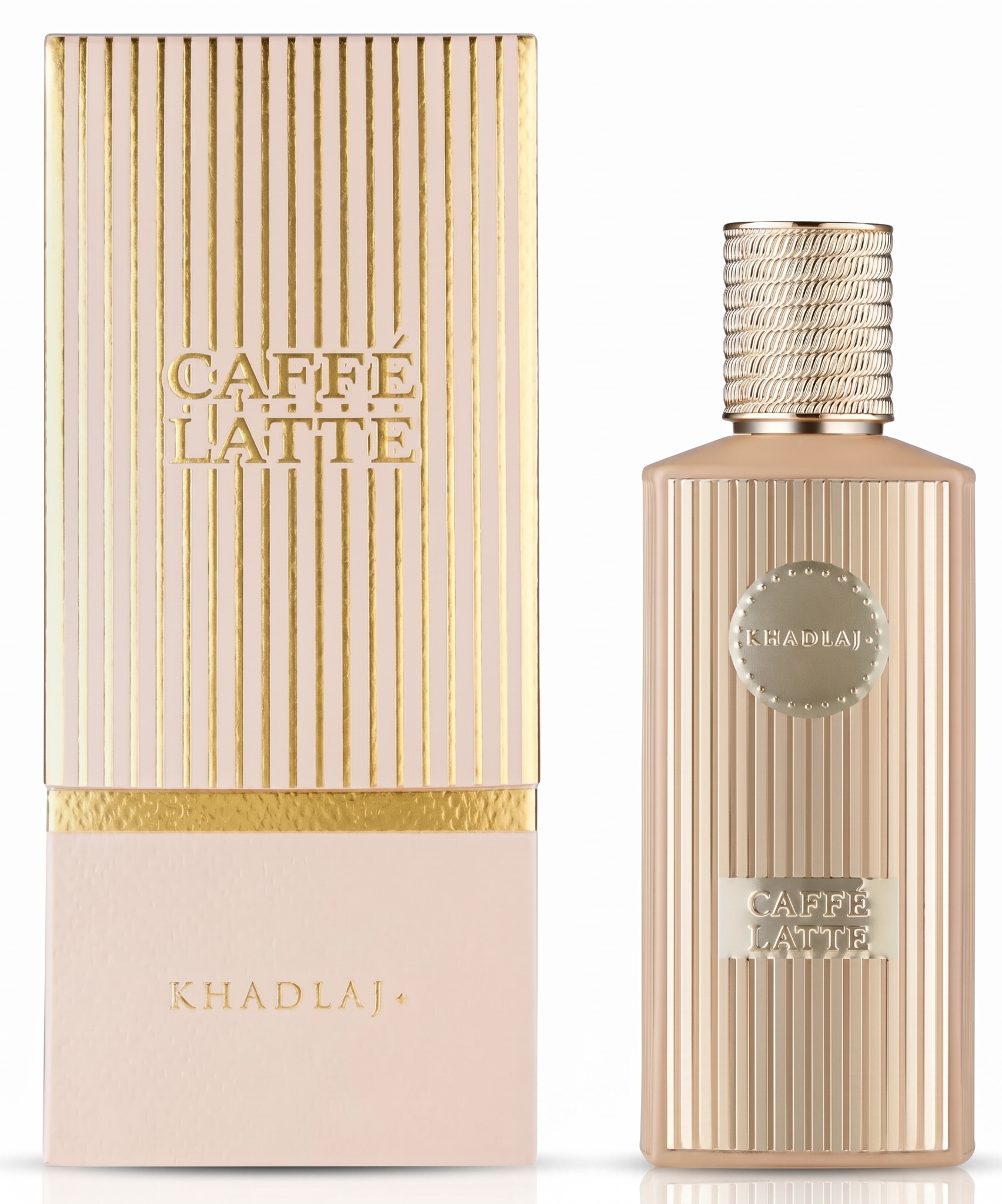 Khadlaj Caffe Latte perfume bottle and packaging on a white background