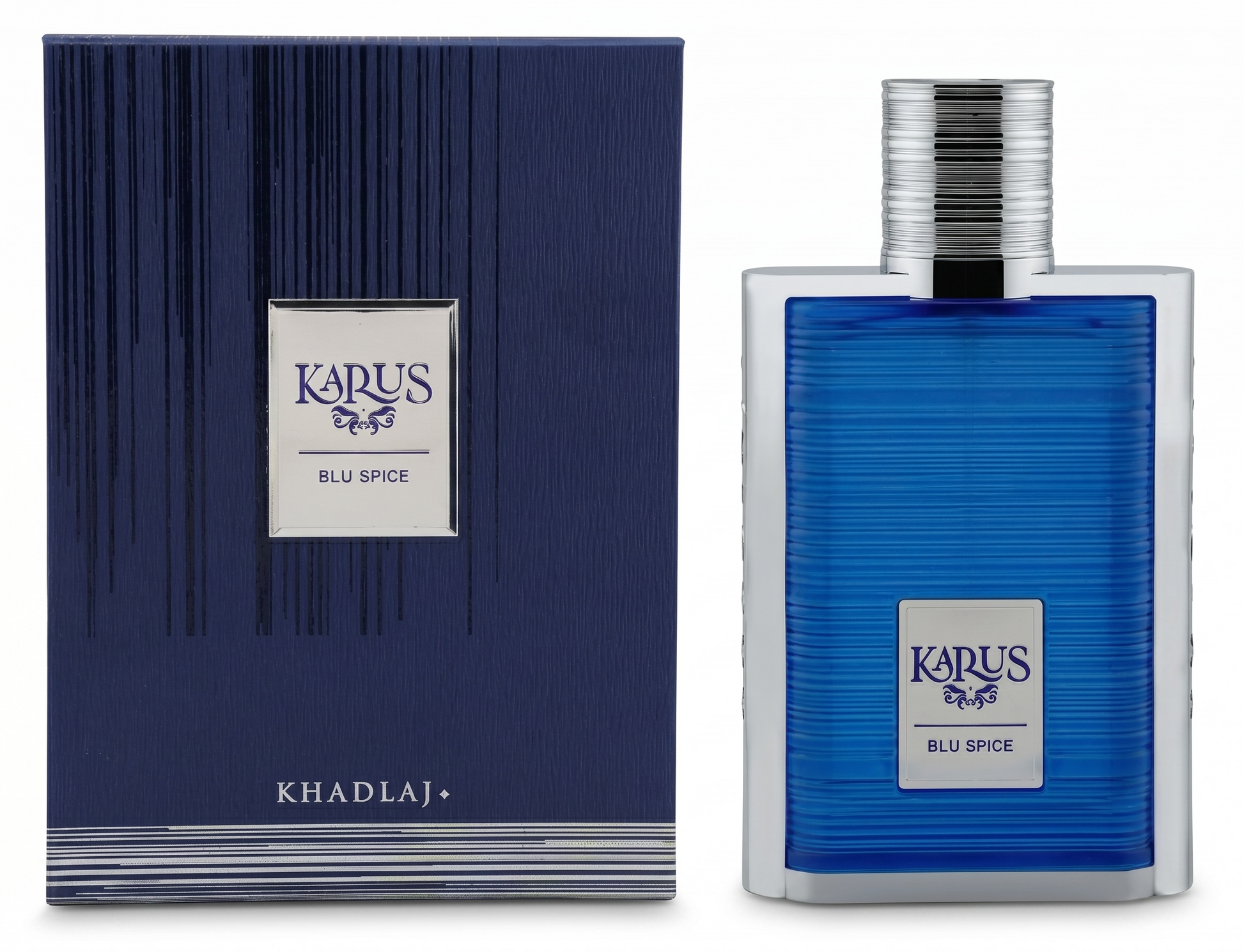 Karus Blu Spice perfume bottle and packaging on a white background