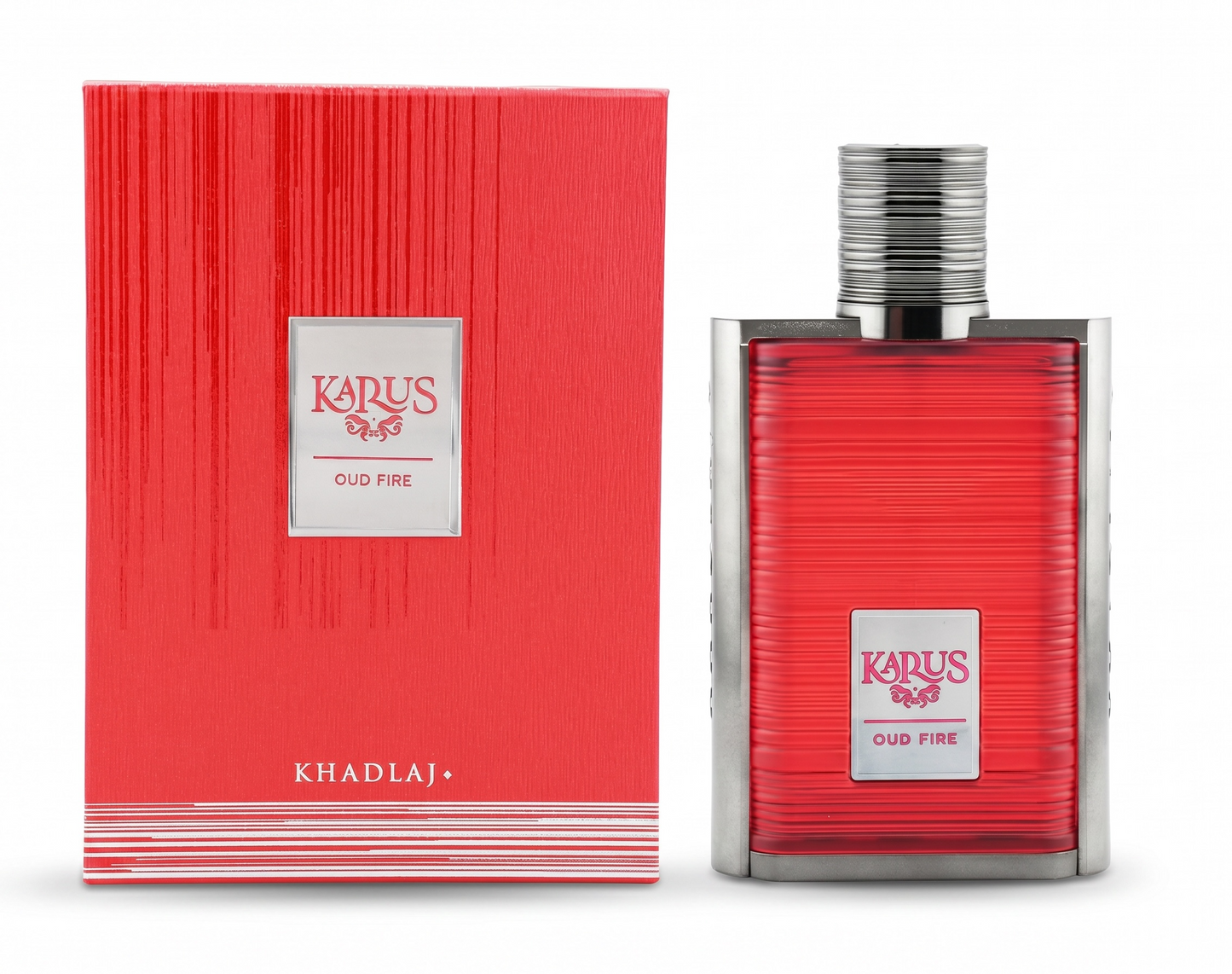 KARUS Oud Fire perfume bottle and packaging on a white background
