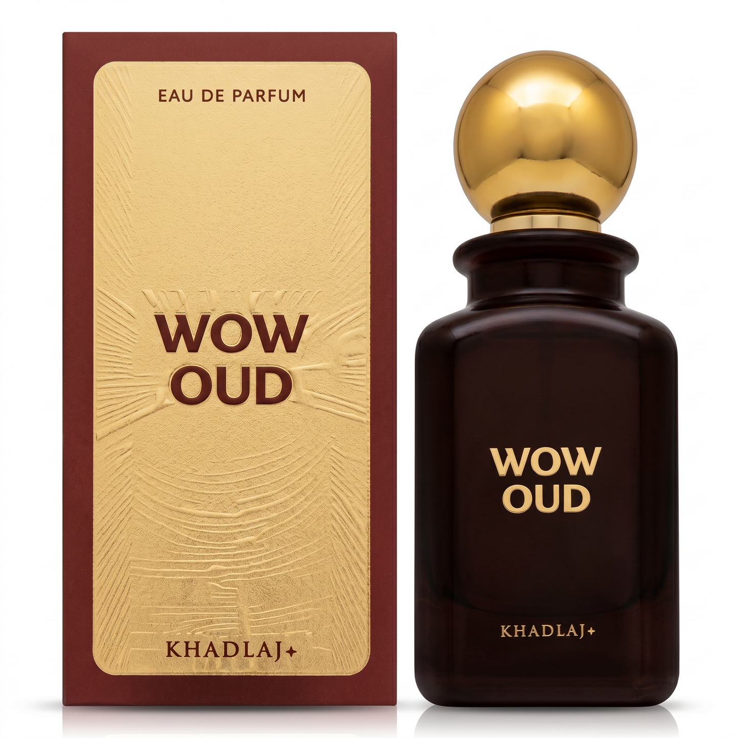 Khadlaj Wow Oud perfume bottle and packaging on a white background