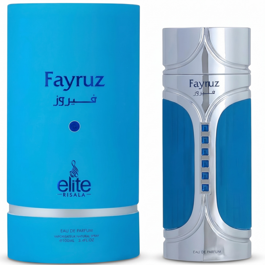 Fayruz perfume bottle and packaging on a white background