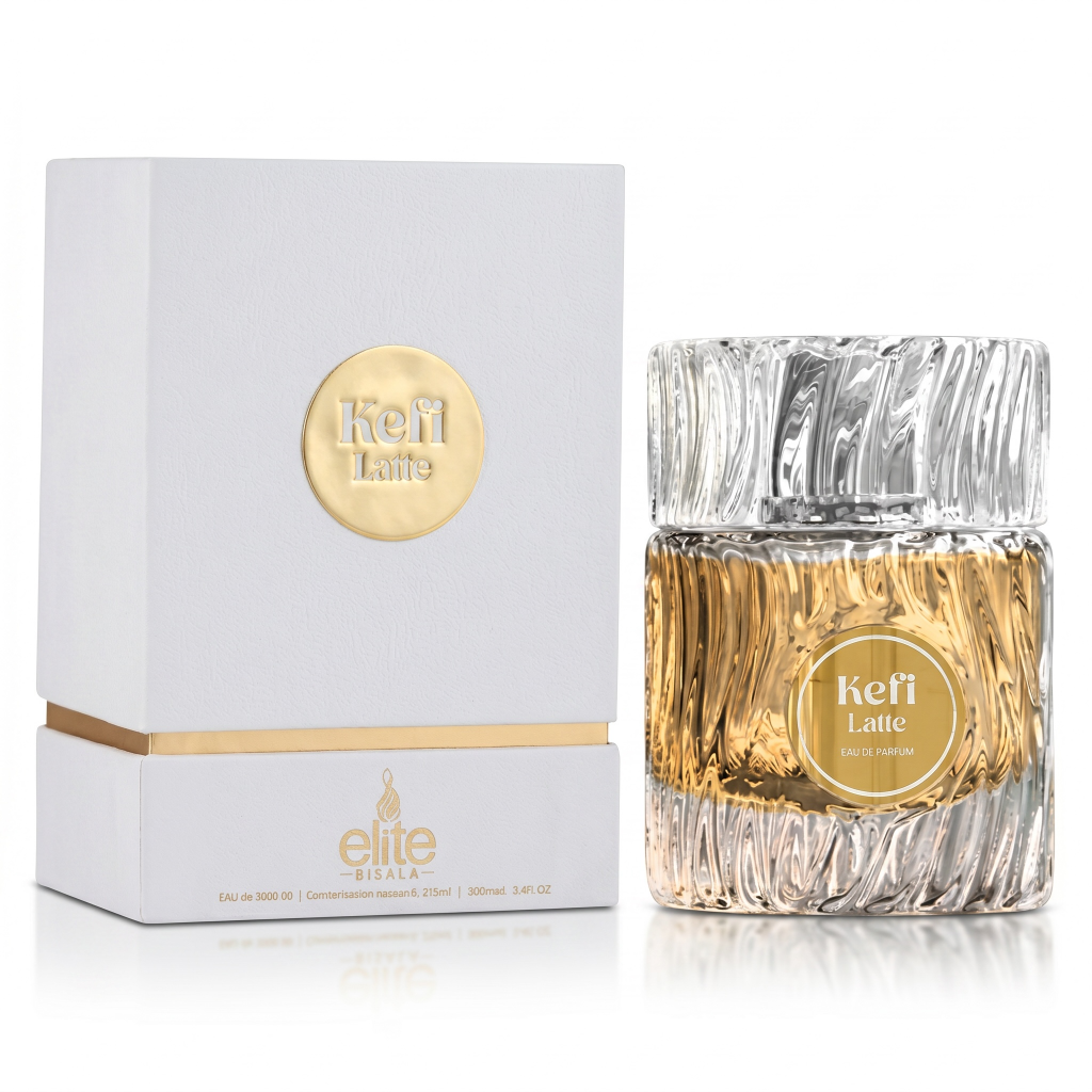 Kefi Latte perfume bottle and packaging on a white background