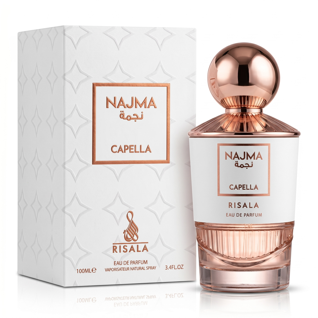 Najma Capella Risala perfume bottle and packaging on a white background